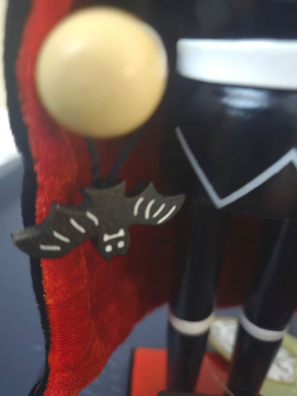 10-inch Dracula Wooden Nutcracker Halloween Decor, Vampire Figurine, Bat Accent, Gothic Home