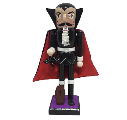 10-inch Dracula Wooden Nutcracker Halloween Decor, Vampire Figurine, Bat Accent, Gothic Home