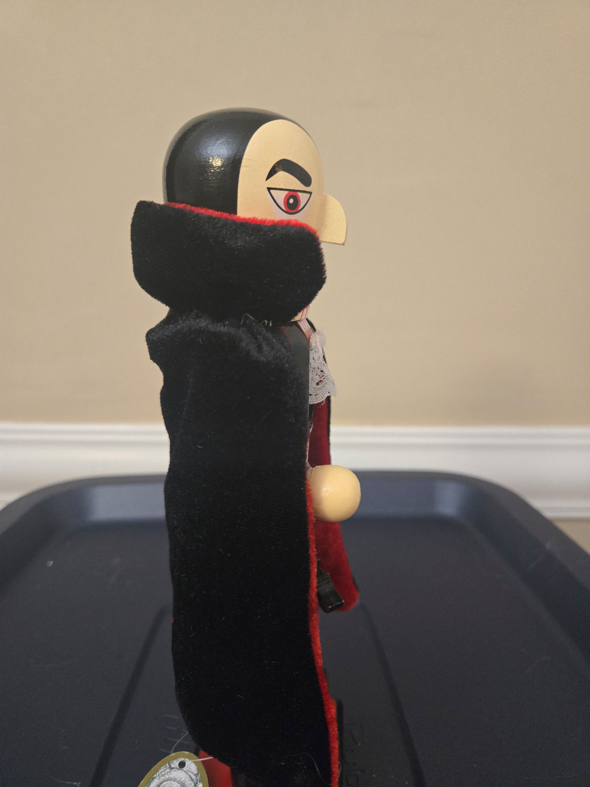 10-inch Dracula Wooden Nutcracker Halloween Decor, Vampire Figurine, Bat Accent, Gothic Home