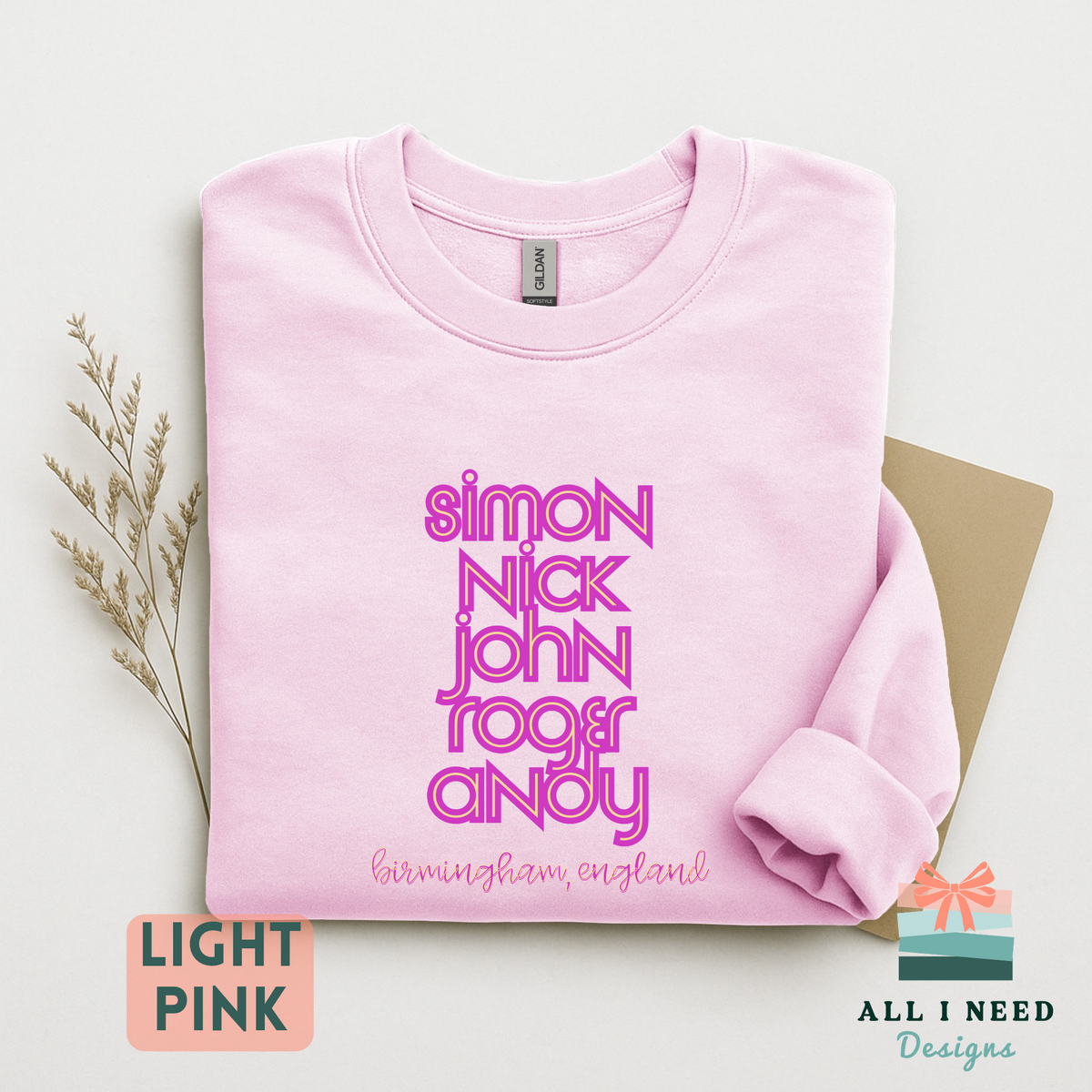 Duran Duran Retro Band Names Shirt, Neon Pink Print, Birmingham England Concert Tee