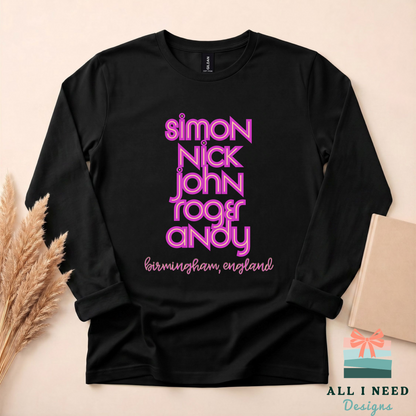 Duran Duran Retro Band Names Shirt, Neon Pink Print, Birmingham England Concert Tee