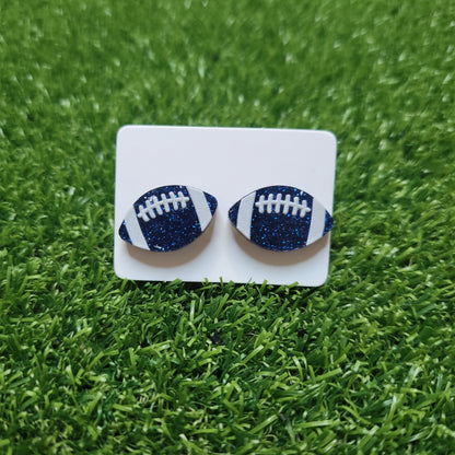 Acrylic Football Stud Earrings | Laser Cut Mini Sports Studs | Stainless Steel Posts | 5 Colors