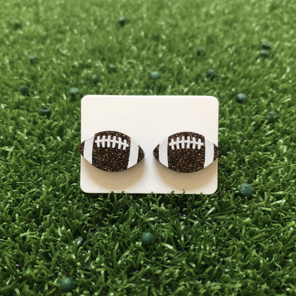 Acrylic Football Stud Earrings | Laser Cut Mini Sports Studs | Stainless Steel Posts | 5 Colors