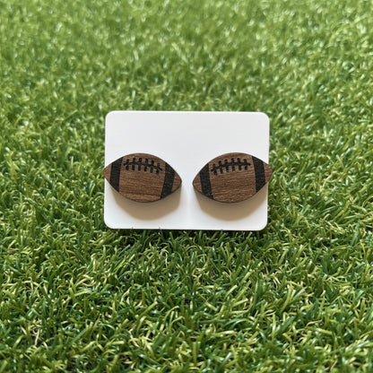 Acrylic Football Stud Earrings | Laser Cut Mini Sports Studs | Stainless Steel Posts | 5 Colors