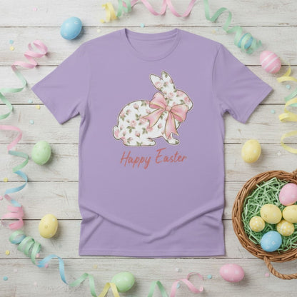 Floral Bunny Happy Easter Shirt – Youth Sizes Gildan Tee
