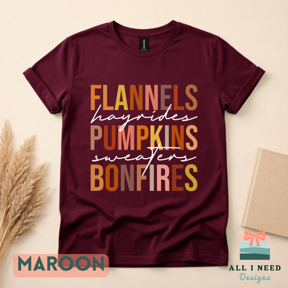 Pumpkins and Bonfires Autumn Sweatshirt, long sleeves, flannel season outfit