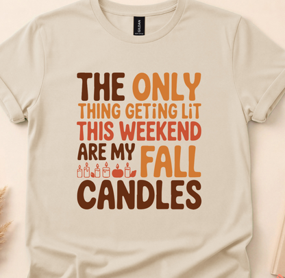 Weekend Fall Candle Graphic Top, Sweatshirt or Hoodie, Long Sleeves, Seasonal Humor