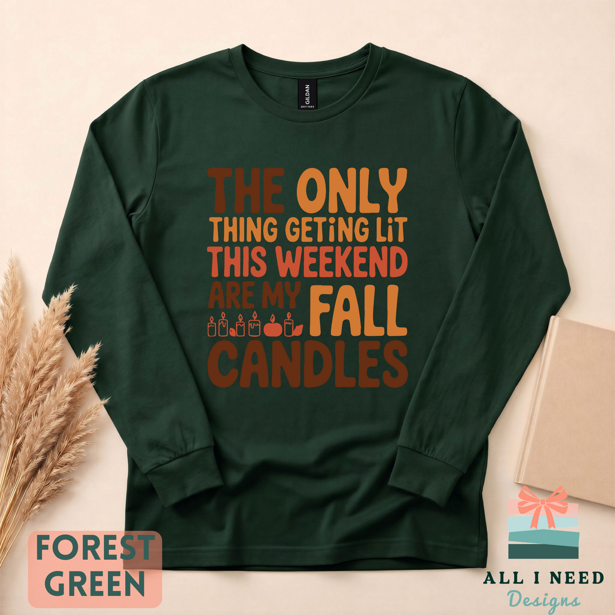 Weekend Fall Candle Graphic Top, Sweatshirt or Hoodie, Long Sleeves, Seasonal Humor