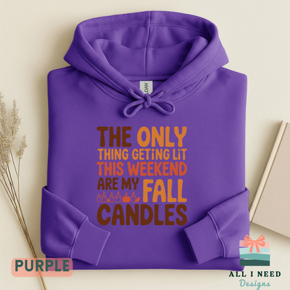 Weekend Fall Candle Graphic Top, Sweatshirt or Hoodie, Long Sleeves, Seasonal Humor