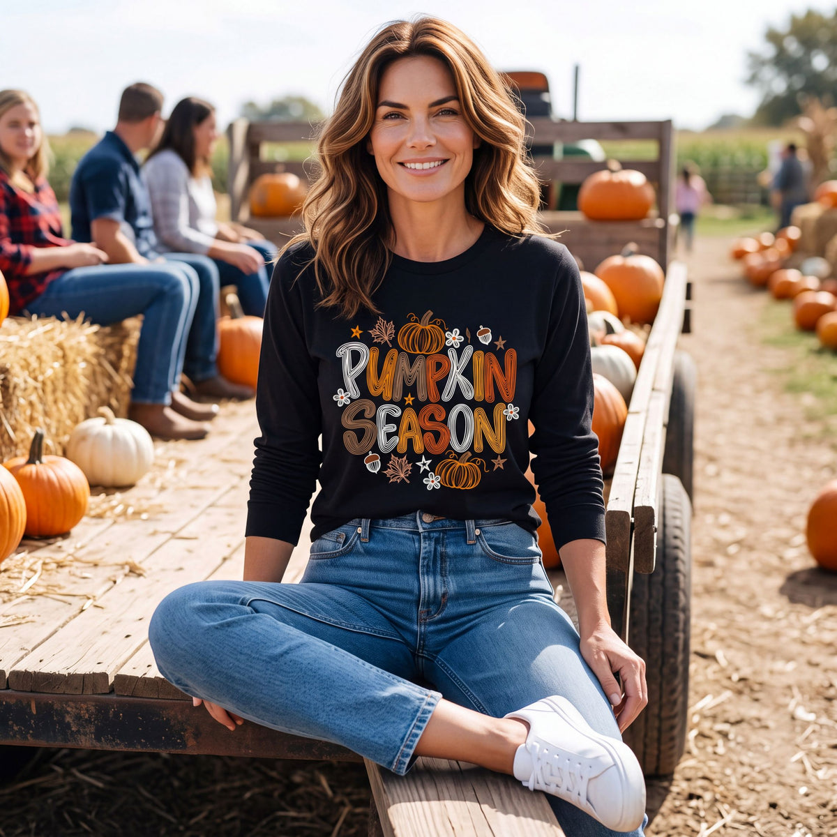 Autumn Pumpkin Graphic Tee for Fall, Sizes XS-3XL