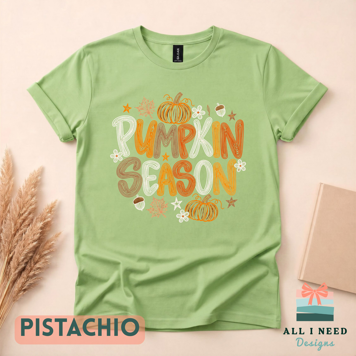 Autumn Pumpkin Graphic Tee for Fall, Sizes XS-3XL
