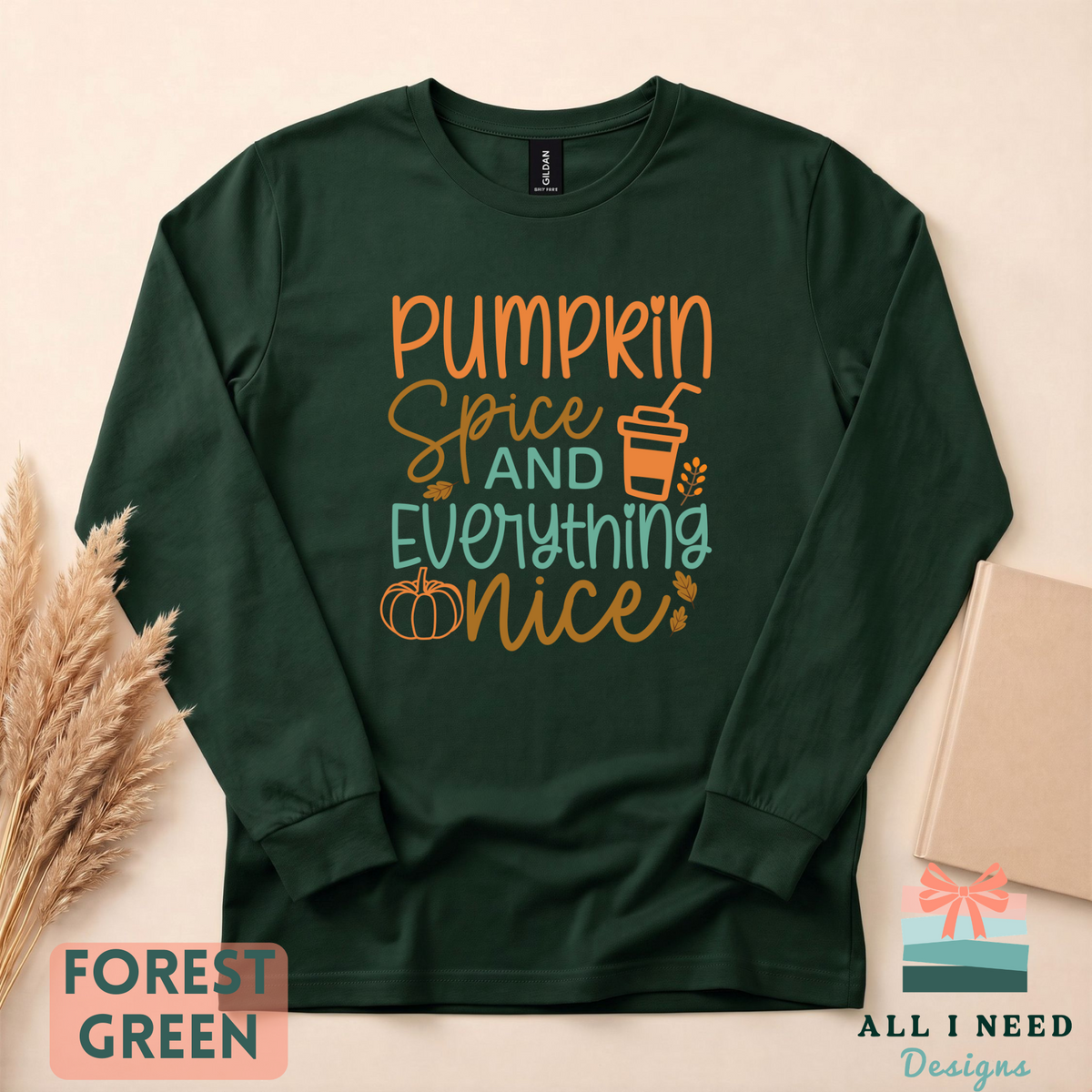 Cozy Fall Pumpkin Spice Hoodie, seasonal drink design, sizes XS to 3XL