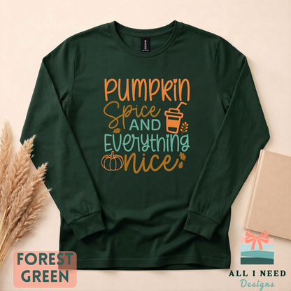 Cozy Fall Pumpkin Spice Hoodie, seasonal drink design, sizes XS to 3XL
