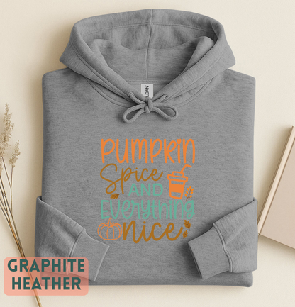 Cozy Fall Pumpkin Spice Hoodie, seasonal drink design, sizes XS to 3XL