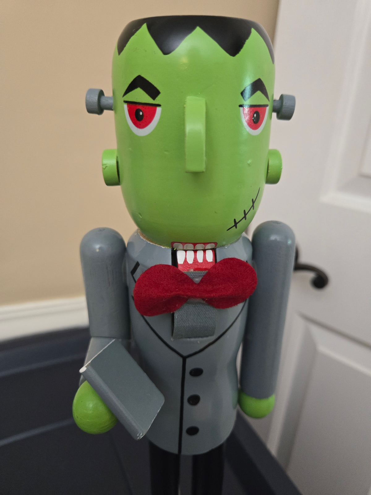 15" Frankenstein Wooden Figurine for Halloween, 15 Inch Nutcracker, Monster Mantel Decor