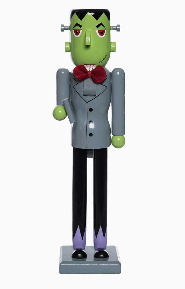 15" Frankenstein Wooden Figurine for Halloween, 15 Inch Nutcracker, Monster Mantel Decor