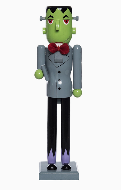 15" Frankenstein Wooden Figurine for Halloween, 15 Inch Nutcracker, Monster Mantel Decor