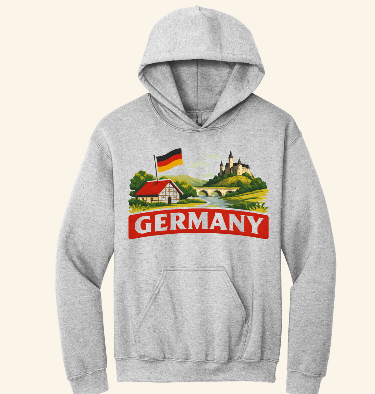 German Landscape Flag Graphic Tee, retro travel shirt, unisex crewneck, sizes XS–3XL, Deutschland pride