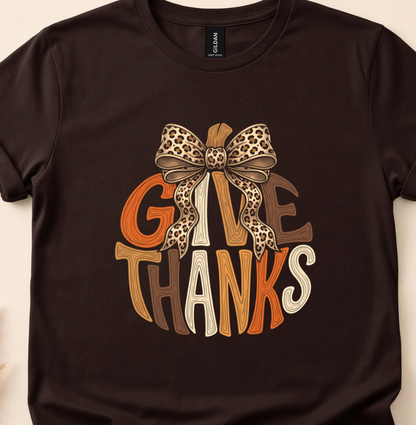 Coquette Pumpkin Thanksgiving Top, Give Thanks design, fall gathering outfit