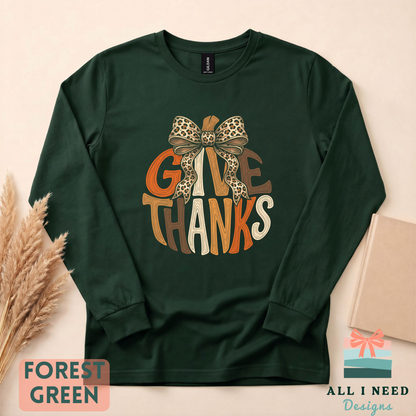 Coquette Pumpkin Thanksgiving Top, Give Thanks design, fall gathering outfit
