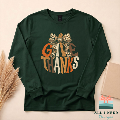 Coquette Pumpkin Thanksgiving Top, Give Thanks design, fall gathering outfit