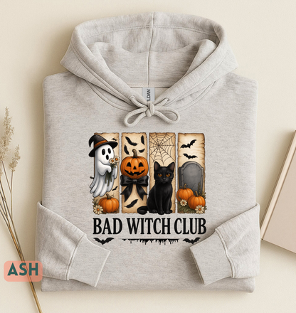 Halloween Bad Witch Club Sweatshirt, Autumn Graphic, Cozy Crewneck, Haunted Season Apparel