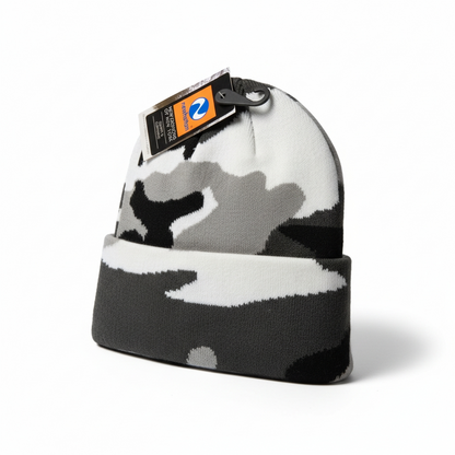 Black + White Camo Cuff Knit Beanie (Unisex)