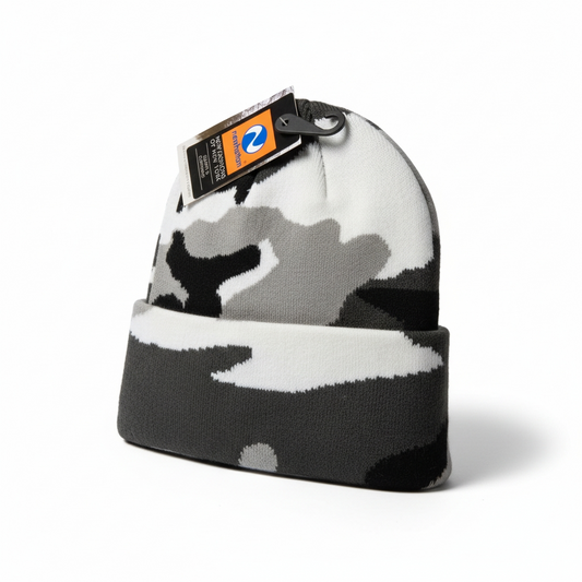 Black + White Camo Cuff Knit Beanie (Unisex)