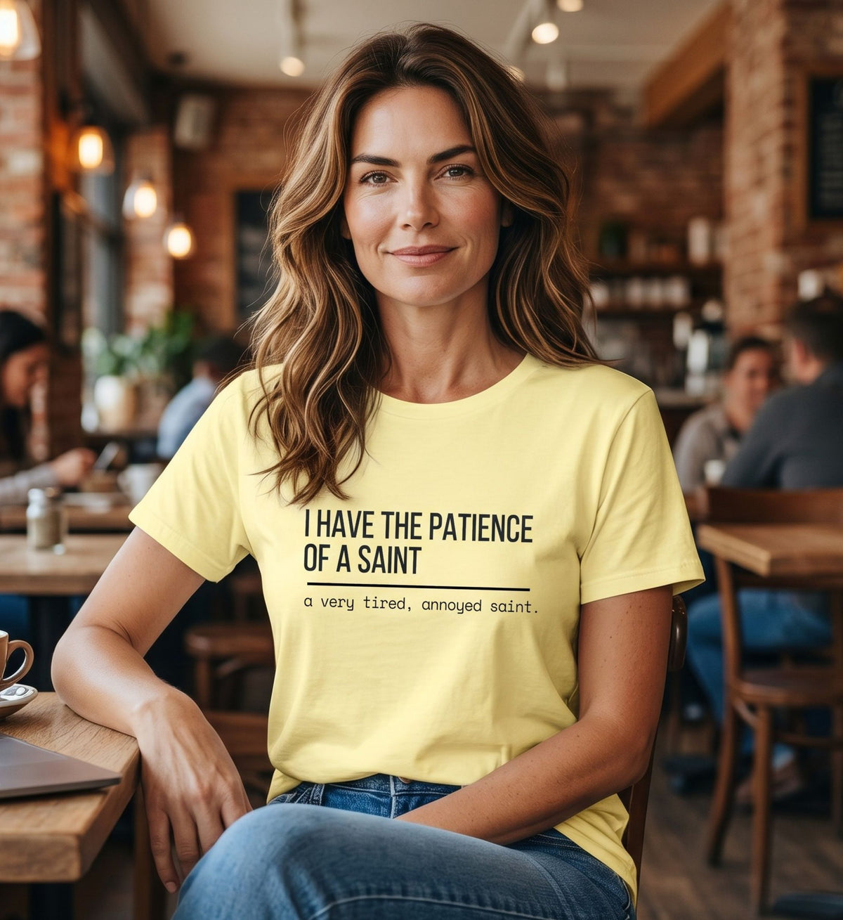 Tired Annoyed Saint Shirt, Witty Catholic Humor Tee, Sarcasm Gift