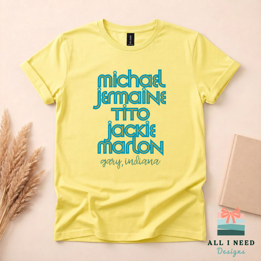 Retro Jackson Brothers Name Stack Tee, Gary Indiana Pride Shirt