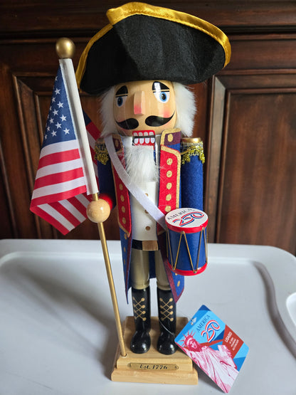 14 Inch Independence Drummer Nutcracker, Revolutionary War Style, USA 250th Anniversary Collectible