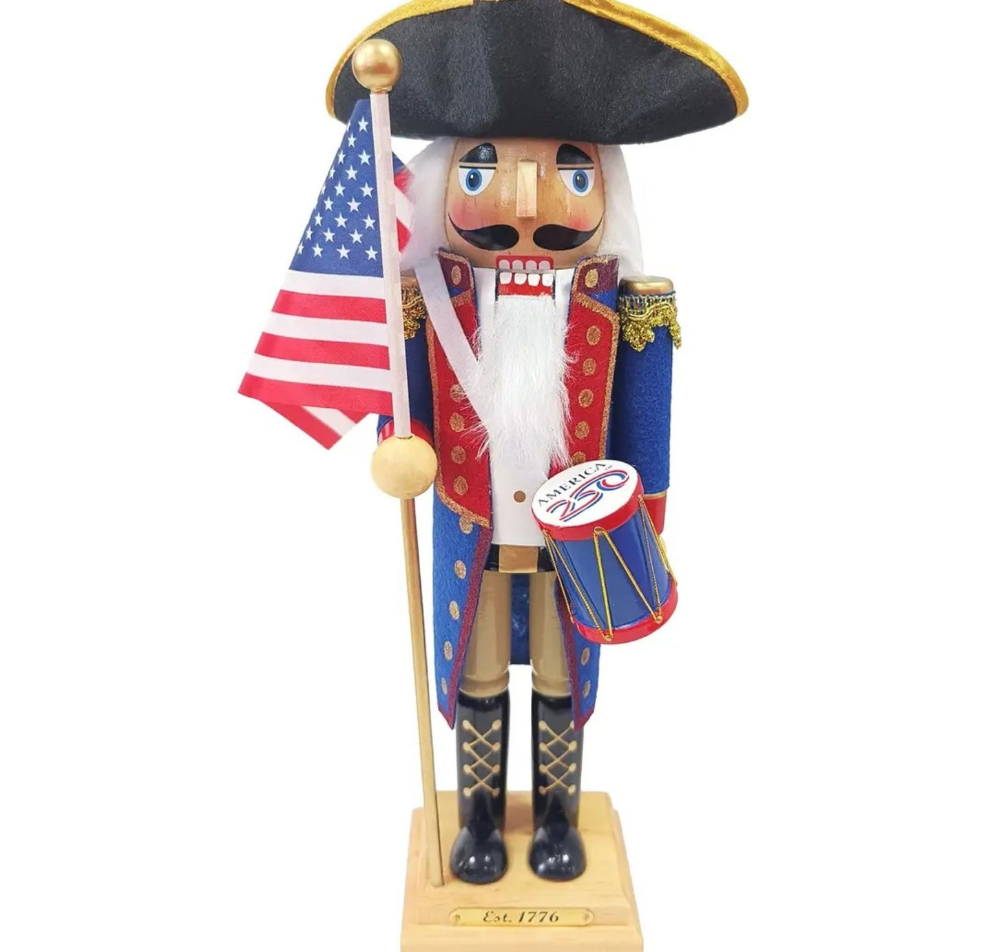 14 Inch Independence Drummer Nutcracker, Revolutionary War Style, USA 250th Anniversary Collectible