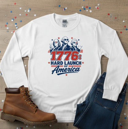 1776 Hard Launch of America Patriotic T-Shirt, Founding Fathers Graphic Tee