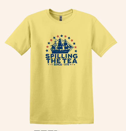Spilling The Tea Since 1773 Shirt, Vintage Ship July 4th Tee, Unisex Patriotic Top