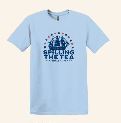 Spilling The Tea Since 1773 Shirt, Vintage Ship July 4th Tee, Unisex Patriotic Top