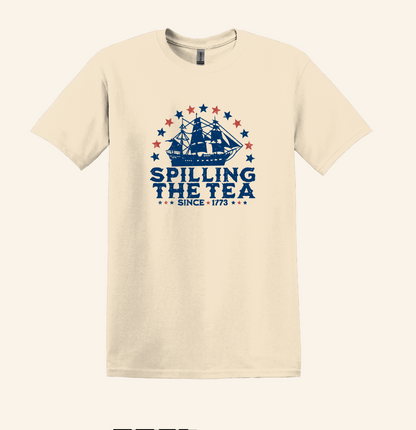 Spilling The Tea Since 1773 Shirt, Vintage Ship July 4th Tee, Unisex Patriotic Top