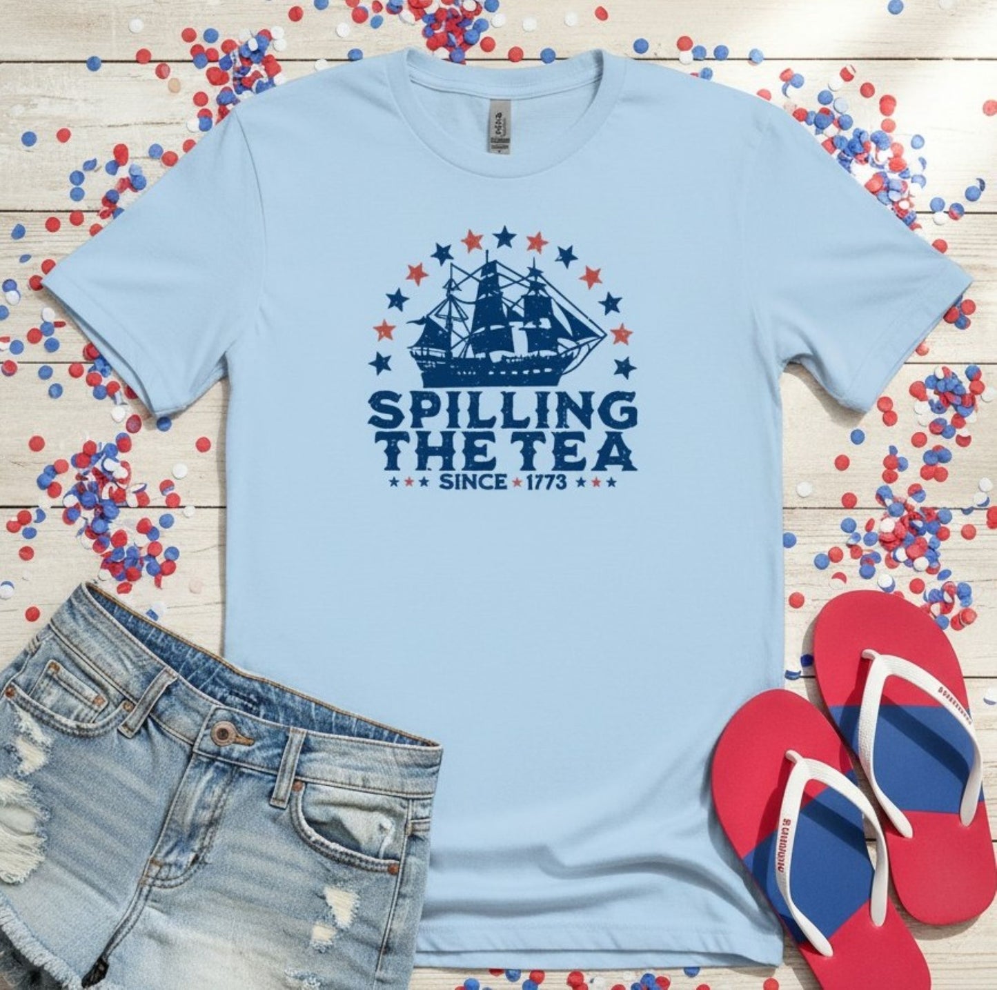 Spilling The Tea Since 1773 Shirt, Vintage Ship July 4th Tee, Unisex Patriotic Top