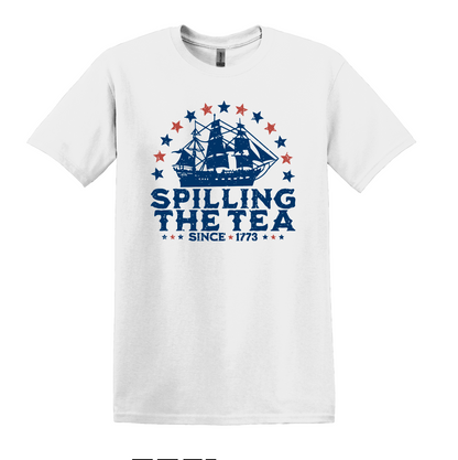 Spilling The Tea Since 1773 Shirt, Vintage Ship July 4th Tee, Unisex Patriotic Top