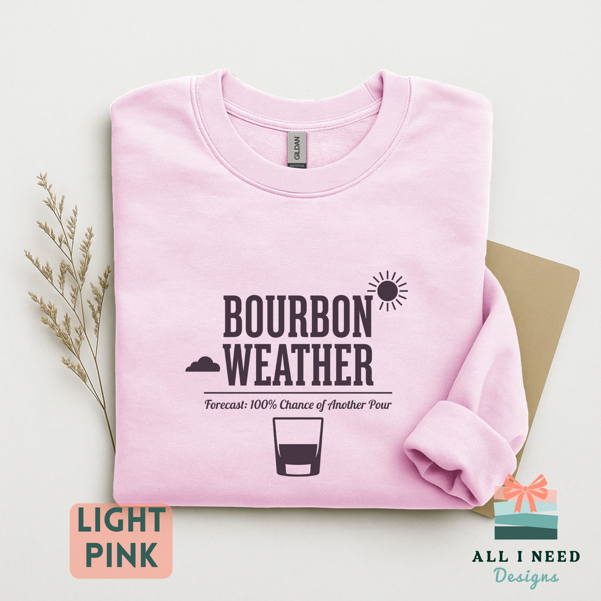 Cozy Bourbon Weather Sweatshirt for Fall, Sizes XS-3XL, whiskey humor