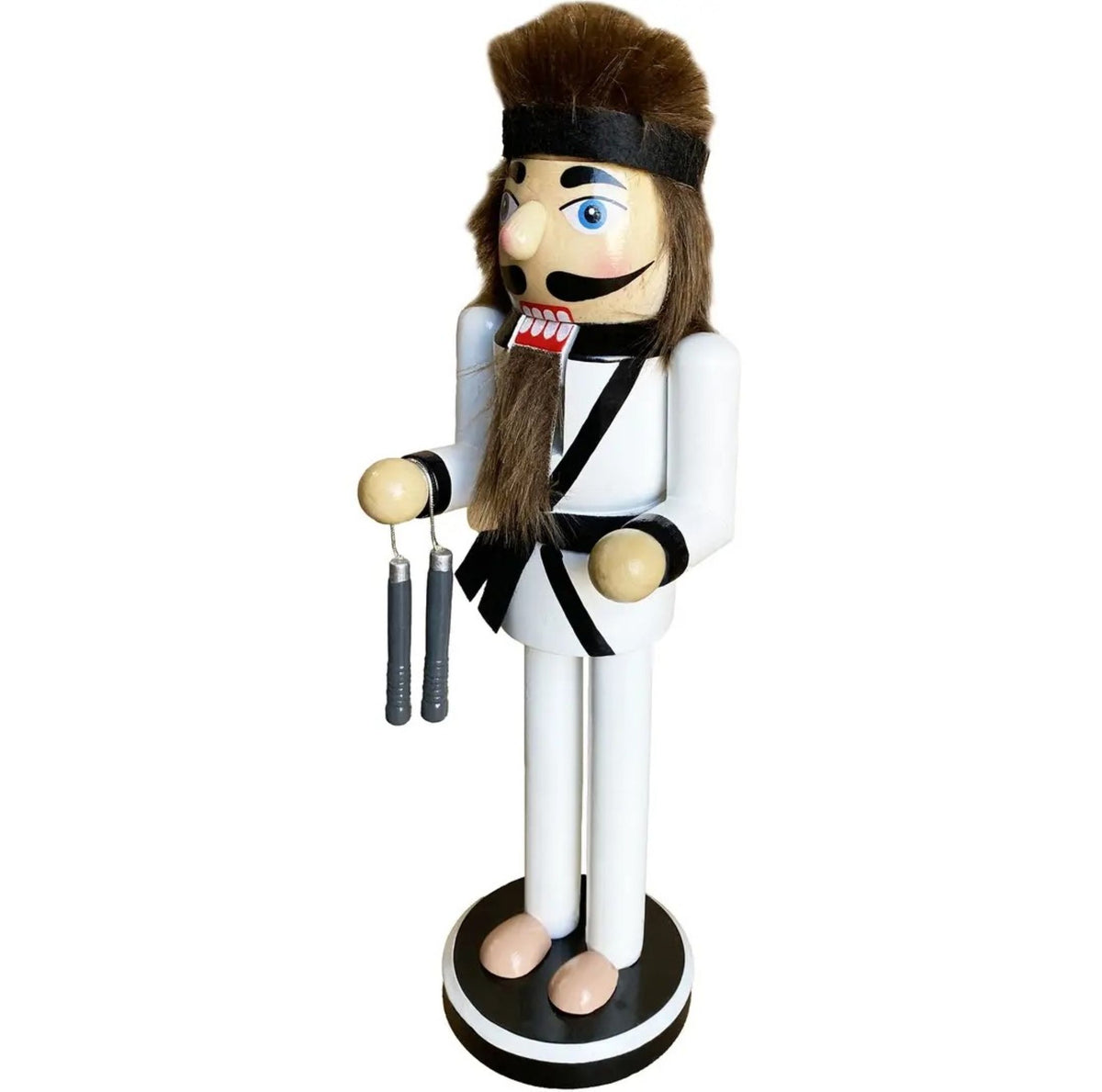 14 Inch Kung Fu Fighter Nutcracker Display, Wooden Christmas Decor, Karate Instructor Gift