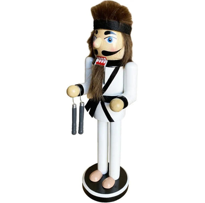 14 Inch Kung Fu Fighter Nutcracker Display, Wooden Christmas Decor, Karate Instructor Gift