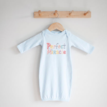 Layette Long Sleeve Newborn Size Only, Faux Knit Graphic, Infant Gown, Baby Shower Present