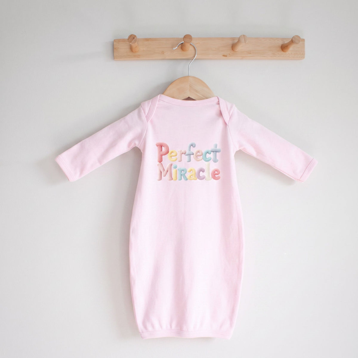 Layette Long Sleeve Newborn Size Only, Faux Knit Graphic, Infant Gown, Baby Shower Present