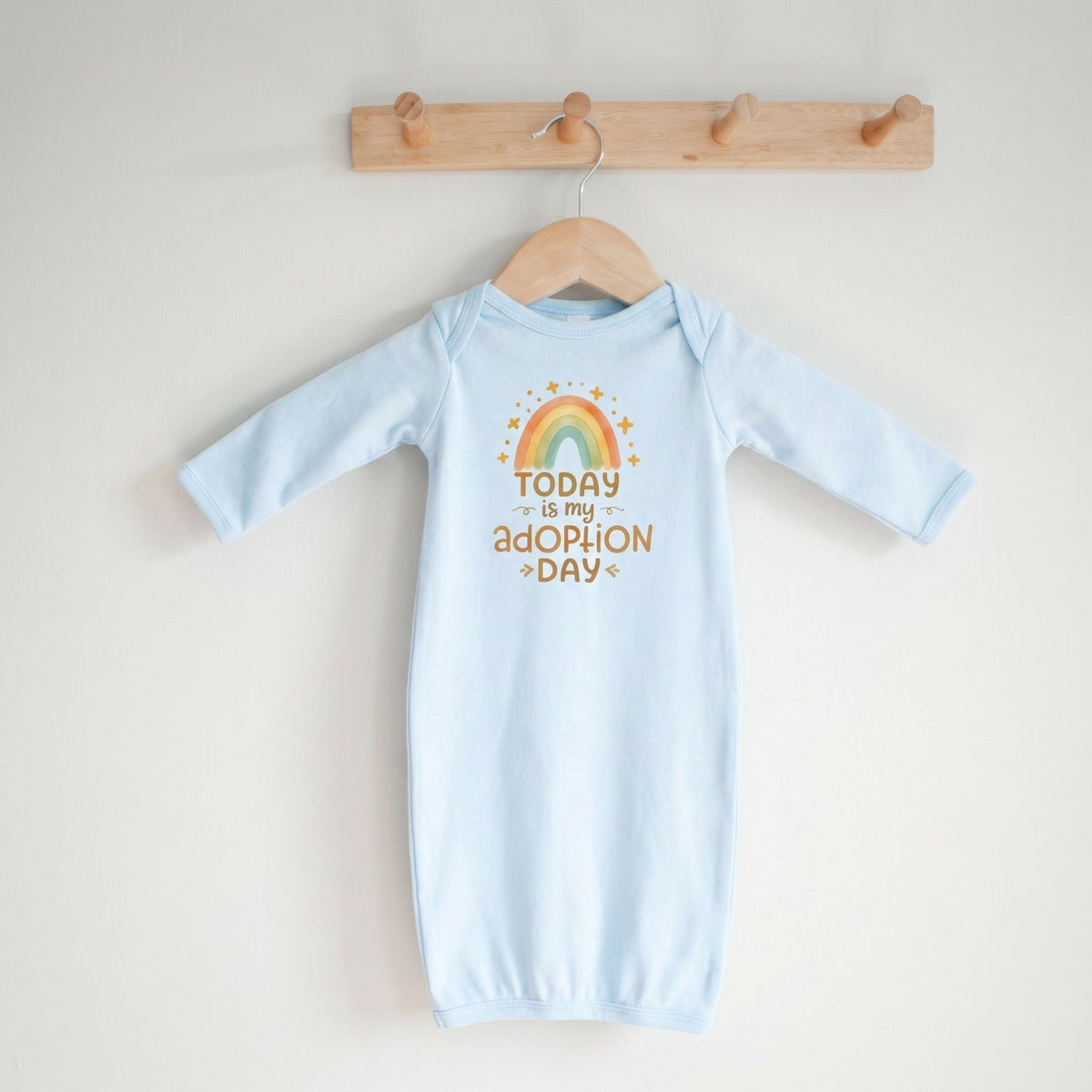 Layette Adoption Day Baby Sleep Sack, Rainbow Graphic, Soft Cotton Newborn Gown, Coming Home Outfit