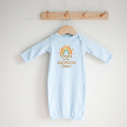 Layette Adoption Day Baby Sleep Sack, Rainbow Graphic, Soft Cotton Newborn Gown, Coming Home Outfit