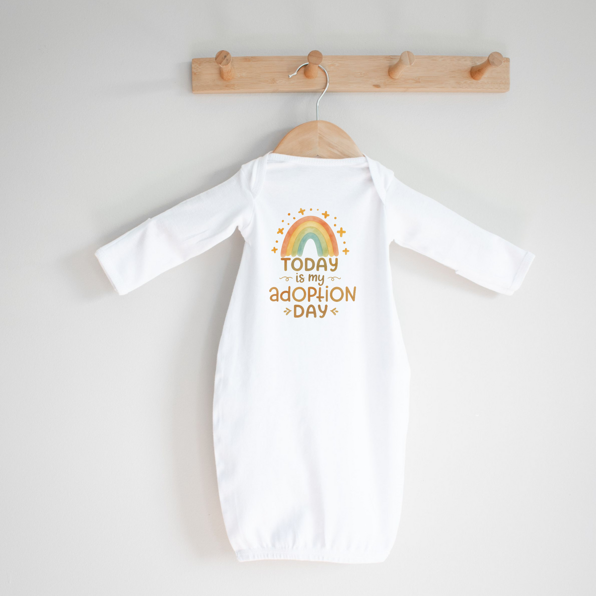 Layette Adoption Day Baby Sleep Sack, Rainbow Graphic, Soft Cotton Newborn Gown, Coming Home Outfit