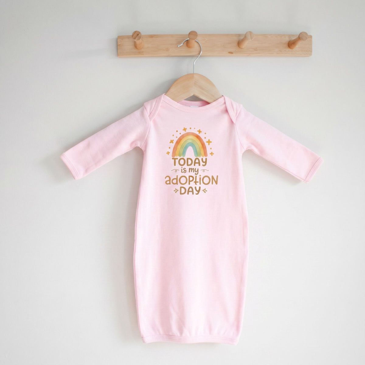 Layette Adoption Day Baby Sleep Sack, Rainbow Graphic, Soft Cotton Newborn Gown, Coming Home Outfit
