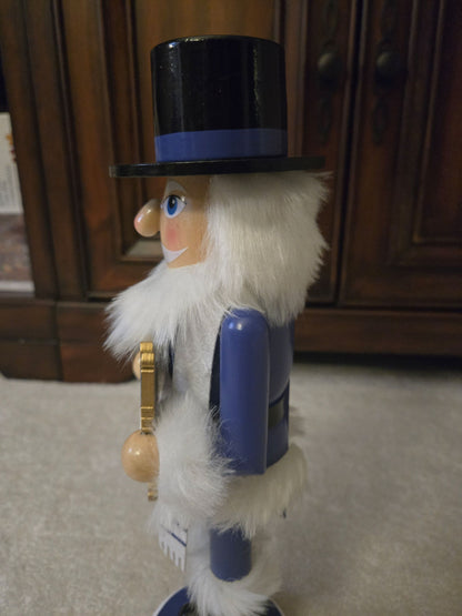14-inch Rabbi Nutcracker, Hanukkah Menorah Decor, Blue White Holiday Display, Judaica Accent