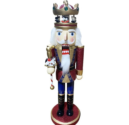 Christmas Carousel Nutcracker Statue, Wooden Figure, 14 Inch, Holiday Mantel Accent