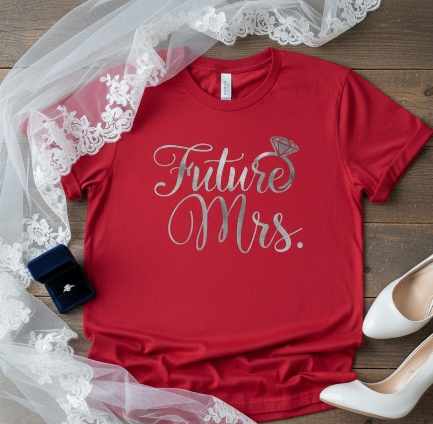 Future Mrs. Glitter or Foil T-Shirt, Bridal Shower Bachelorette Party Top